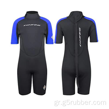 Παιδιά 3/2mm πίσω φερμουάρ Shorty Wetsuit Black/Blue